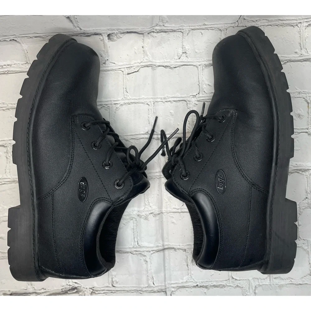 Black Leather Lugz Low Work Boot